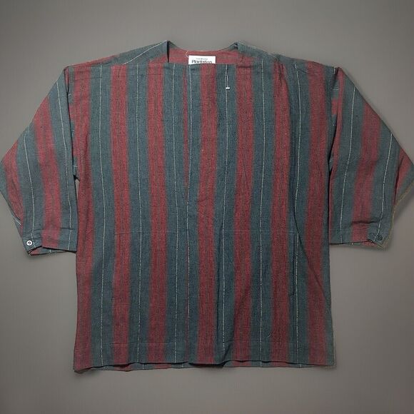 ISSEY MIYAKE PLANTATION RED GREEN PLAID TUNIC‎ SHIRT POCKETS SMALL MADE IN JAPAN - Picture 1 of 9